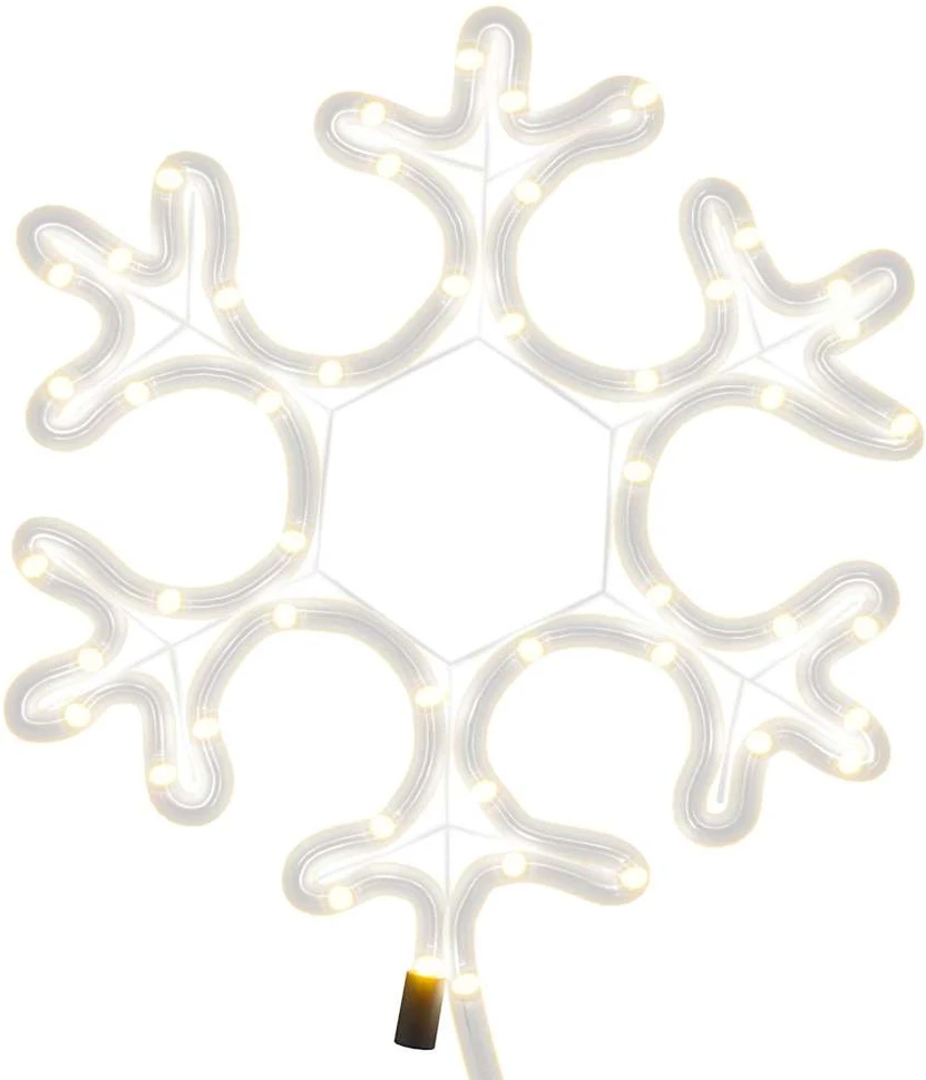 Kalėdinė dekoracija snaigė su 48 šiltomis baltomis LED, 27x27cm