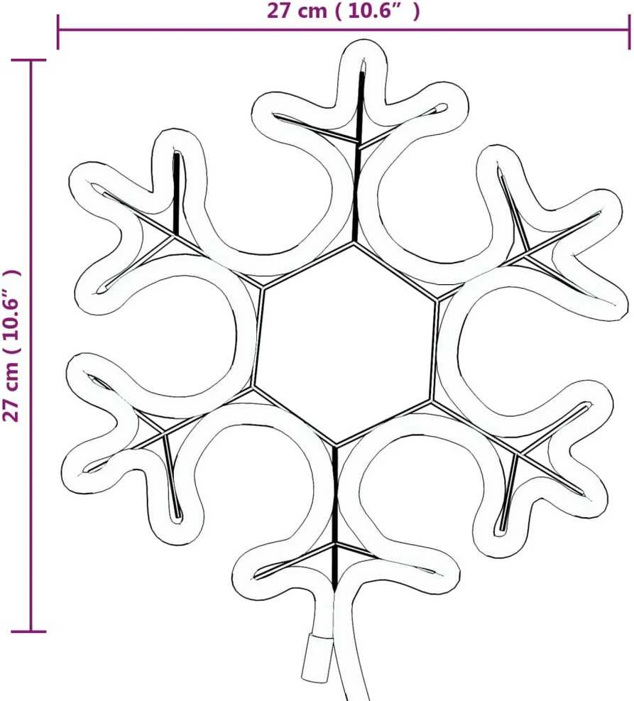 Kalėdinė dekoracija snaigė su 48 šiltomis baltomis LED, 27x27cm