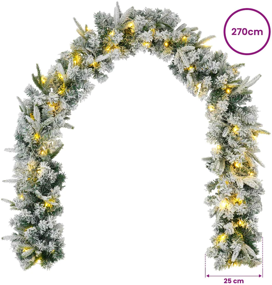 Kalėdinė girlanda Žalia ir balta 270 cm PVC ir PE 50 LED