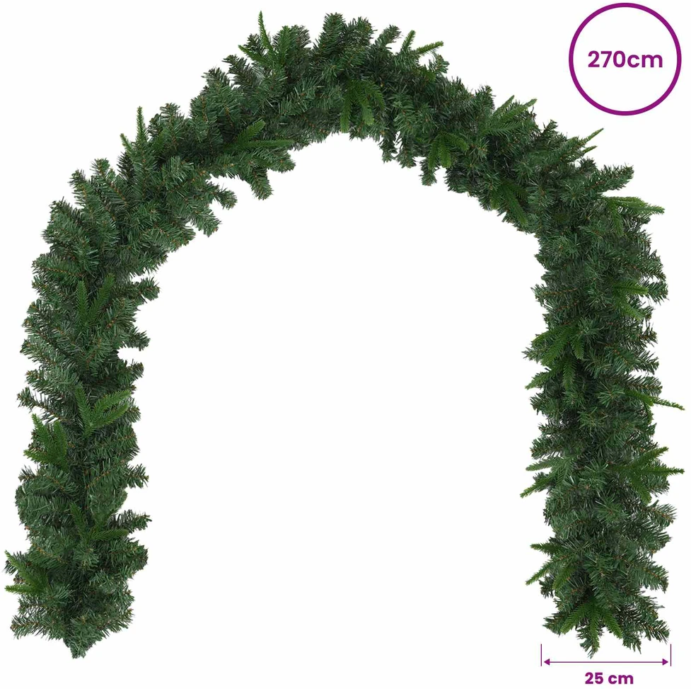 Kalėdinė girlanda Žalia 270 cm PVC ir PE