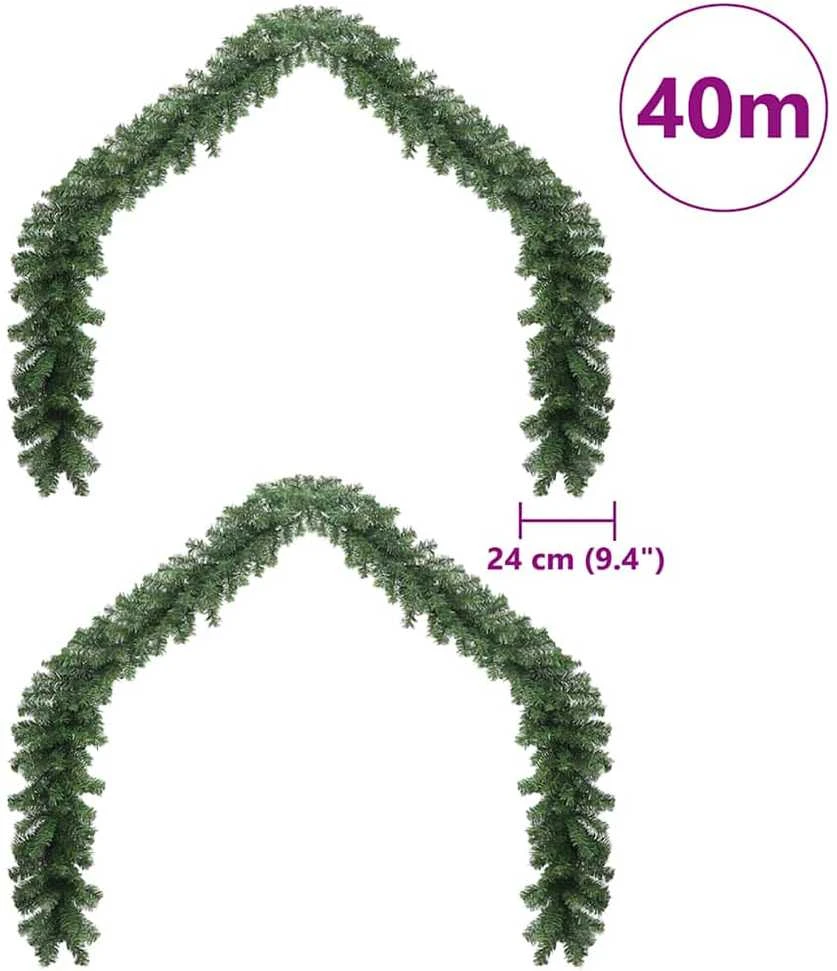 Kalėdinė girlanda 2 vnt. 600 LED Žalia 20 m PVC