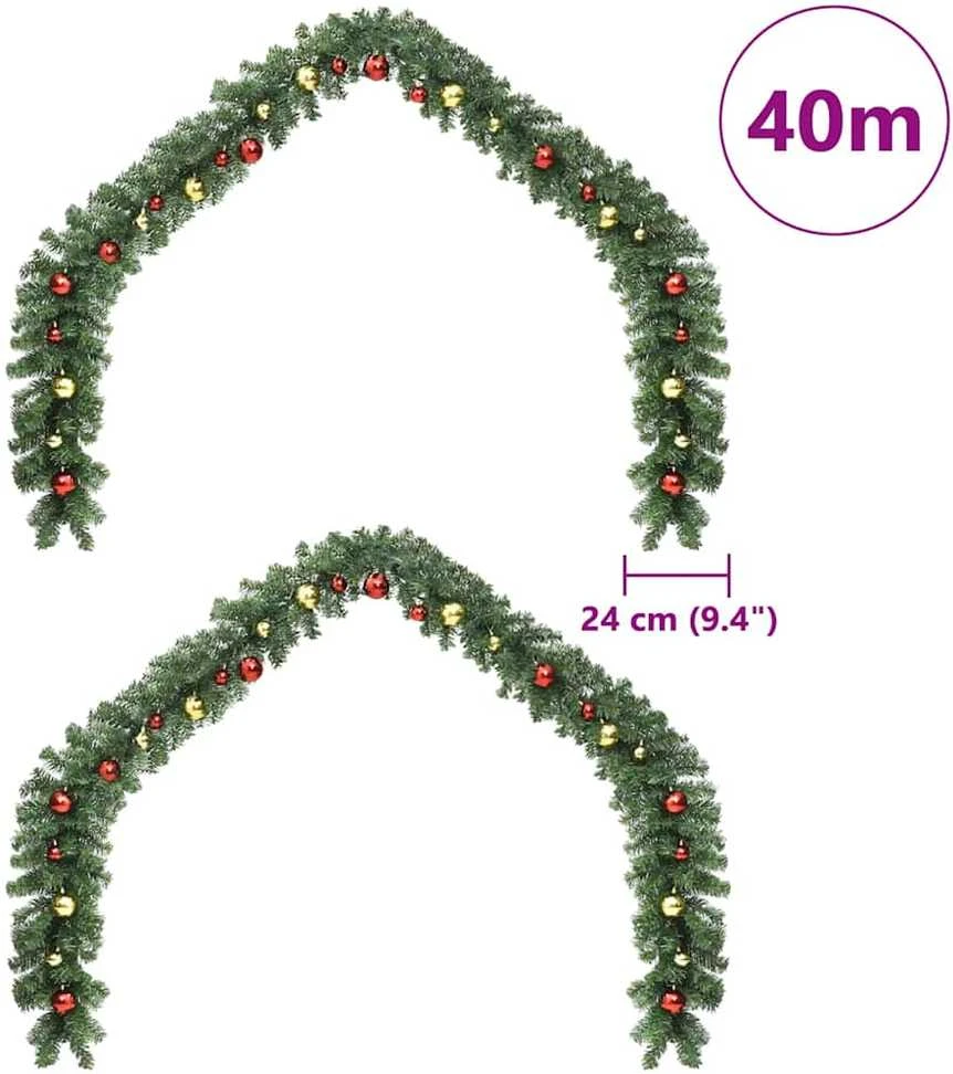 Kalėdinė girlanda 2 vnt. 600 LED Žalia 20 m PVC