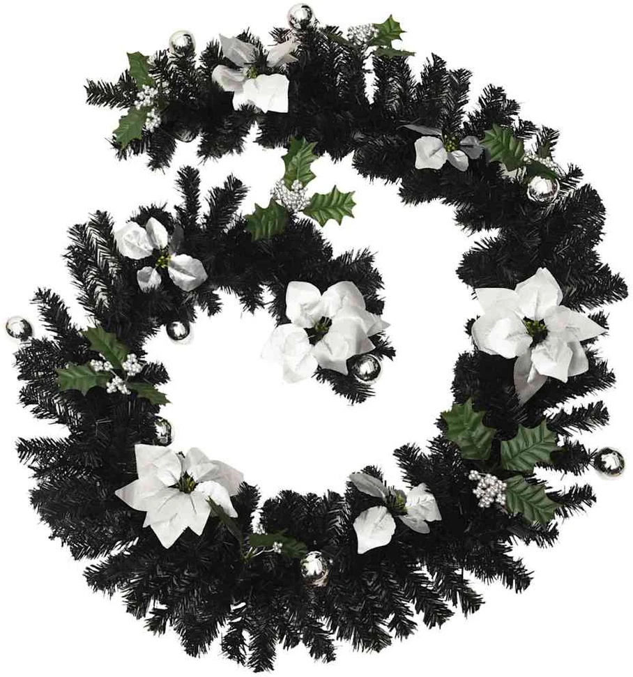 Kalėdinė girlianda su LED lemputėmis, juoda, 2,7m, PVC