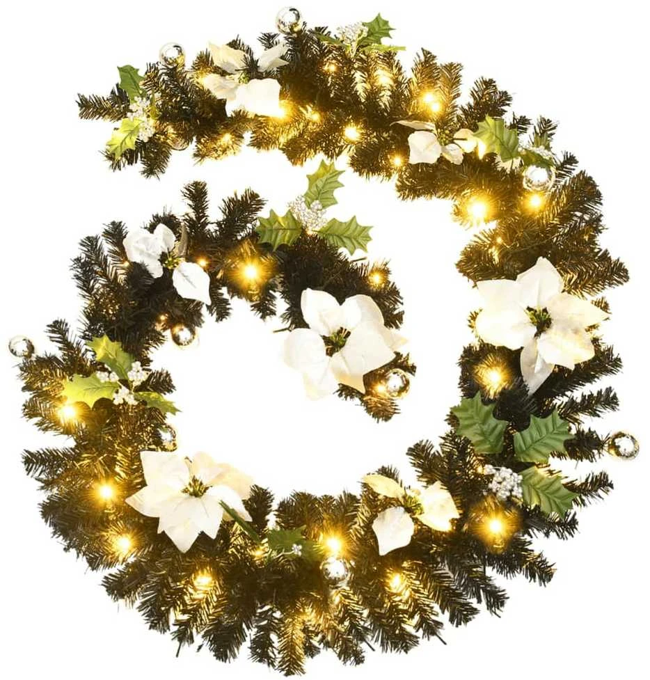 Kalėdinė girlianda su LED lemputėmis, juoda, 2,7m, PVC