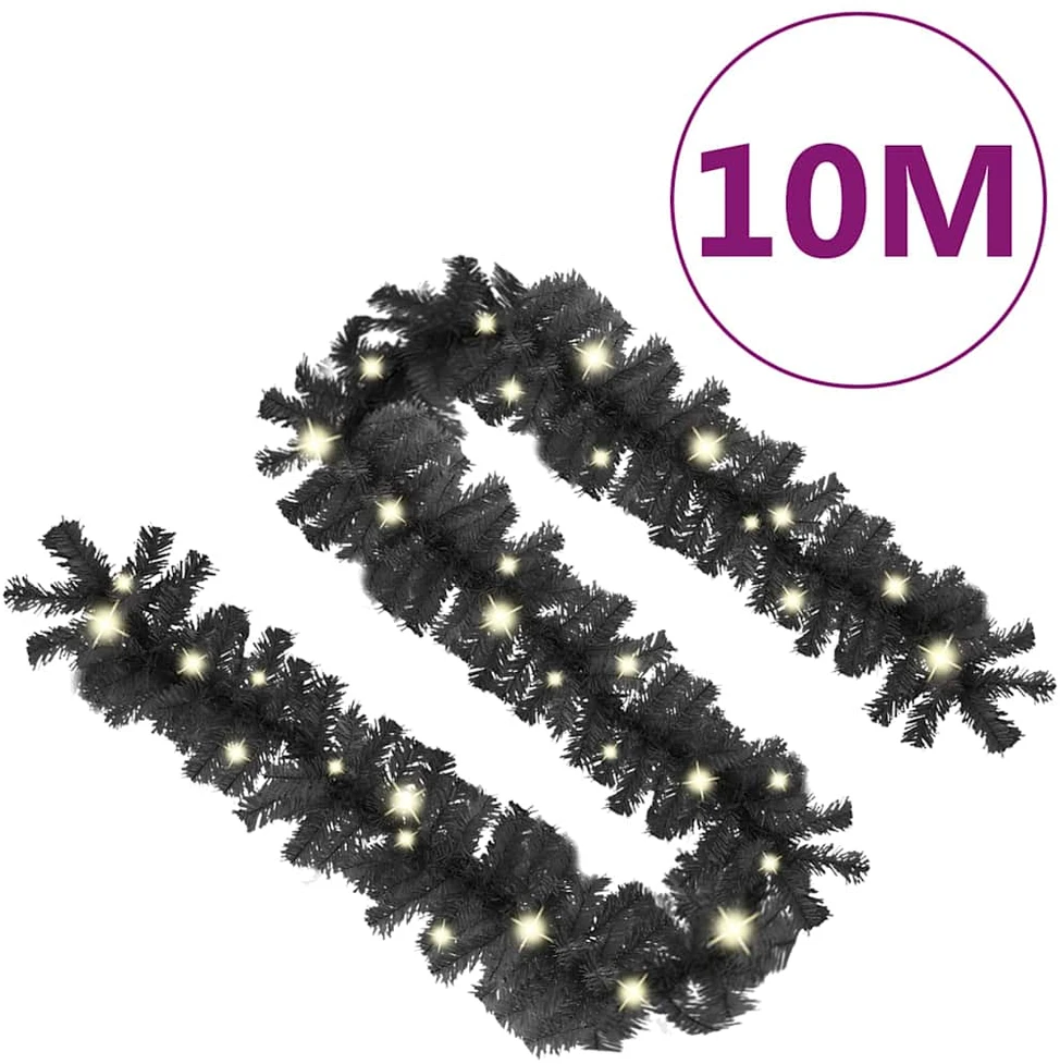 Kalėdinė girlianda su LED lemputėmis, juodos spalvos, 10m