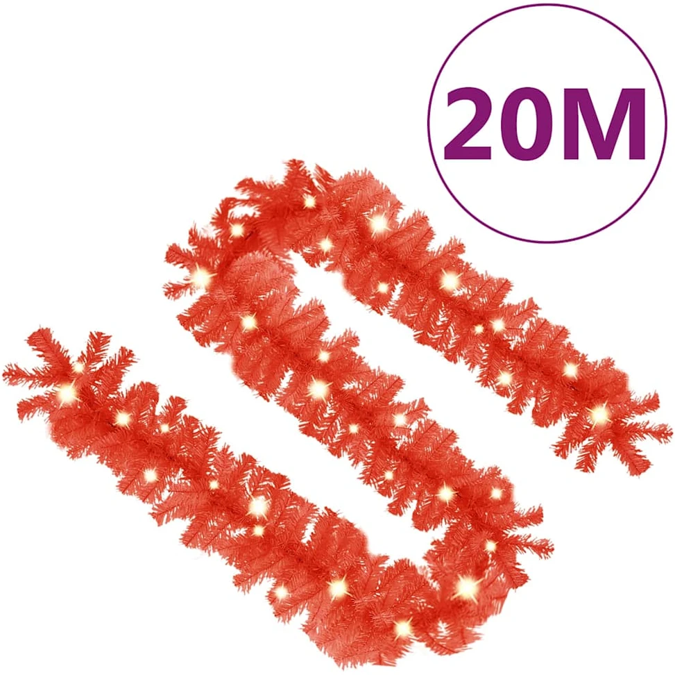 Kalėdinė girlianda su LED lemputėmis, raudonos spalvos, 20m