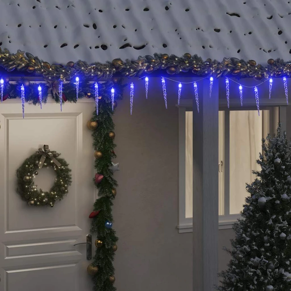 Kalėdinė girlianda varvekliai, 200 mėlynų LED, akrilas/PVC, 20m