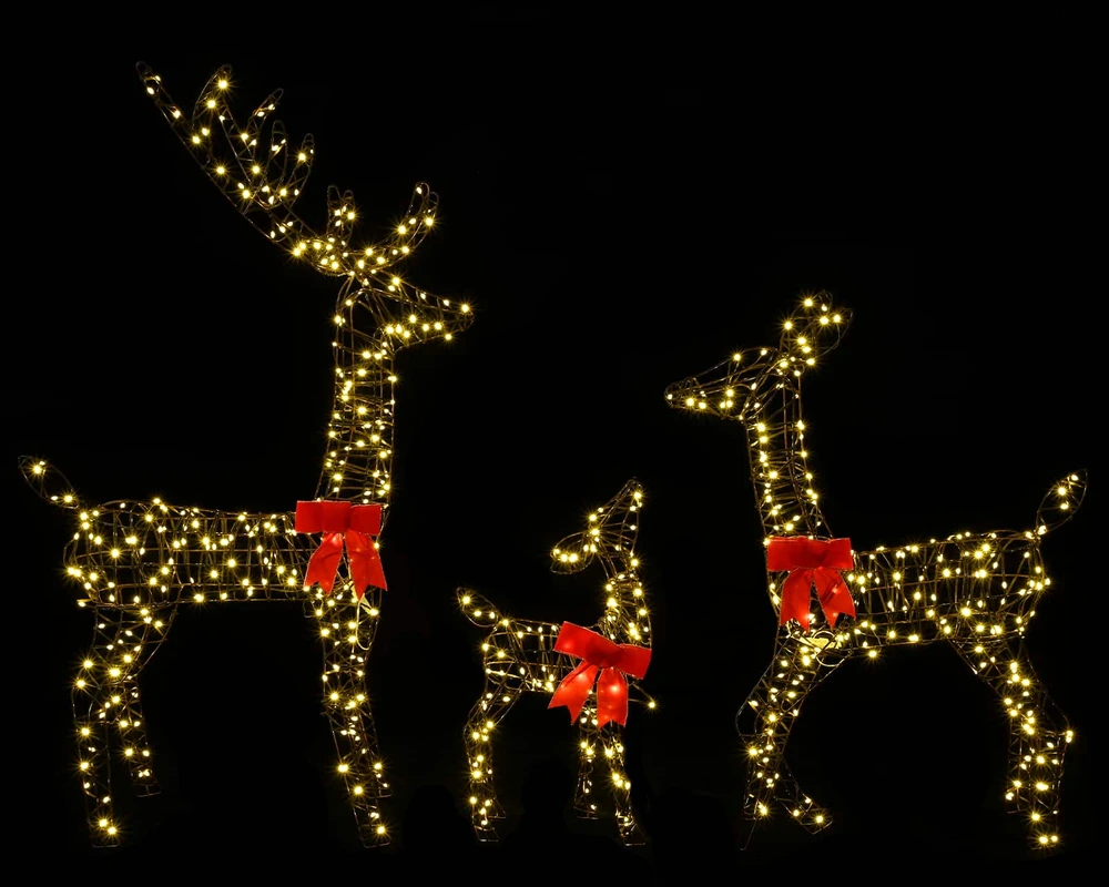 Kalėdinė LED elnių šeima 700 LED Šilta balta 70 x 26 x 128 cm