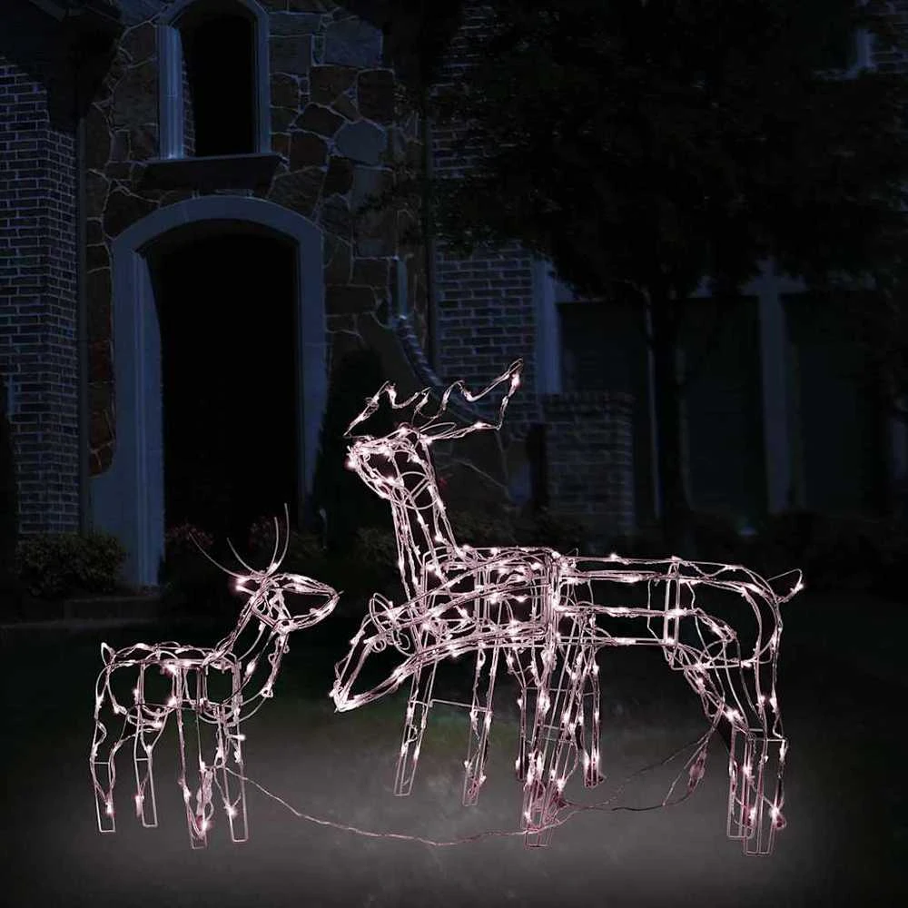 Kalėdinė lempučių ekspozicija, 3 dalių, elniai, 229 LED (Ekspozicinė prekė)