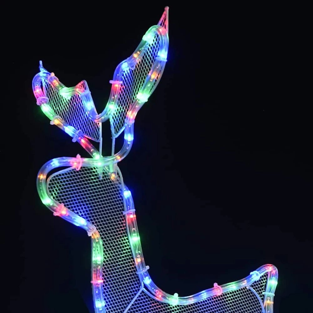 Kalėdinė lempučių ekspozicija elnias ir rogės, 432LED, tinklinė (Ekspozicinė prekė)