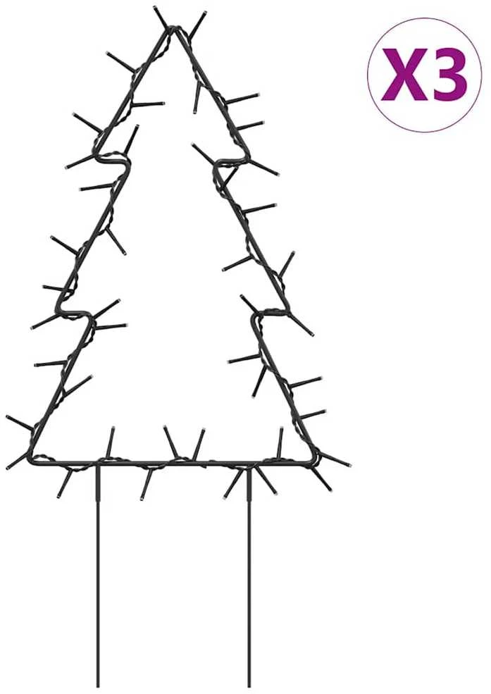 Kalėdinės dekoracijos eglutės su smaigais, 3vnt., 50LED, 30cm