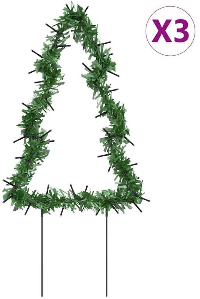 Kalėdinės dekoracijos eglutės su smaigais, 3vnt., 50LED, 30cm