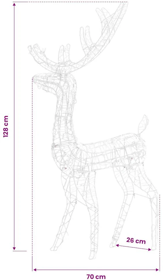 Kalėdinės dekoracijos elniai, 2vnt., 120cm, akrilas, šalti