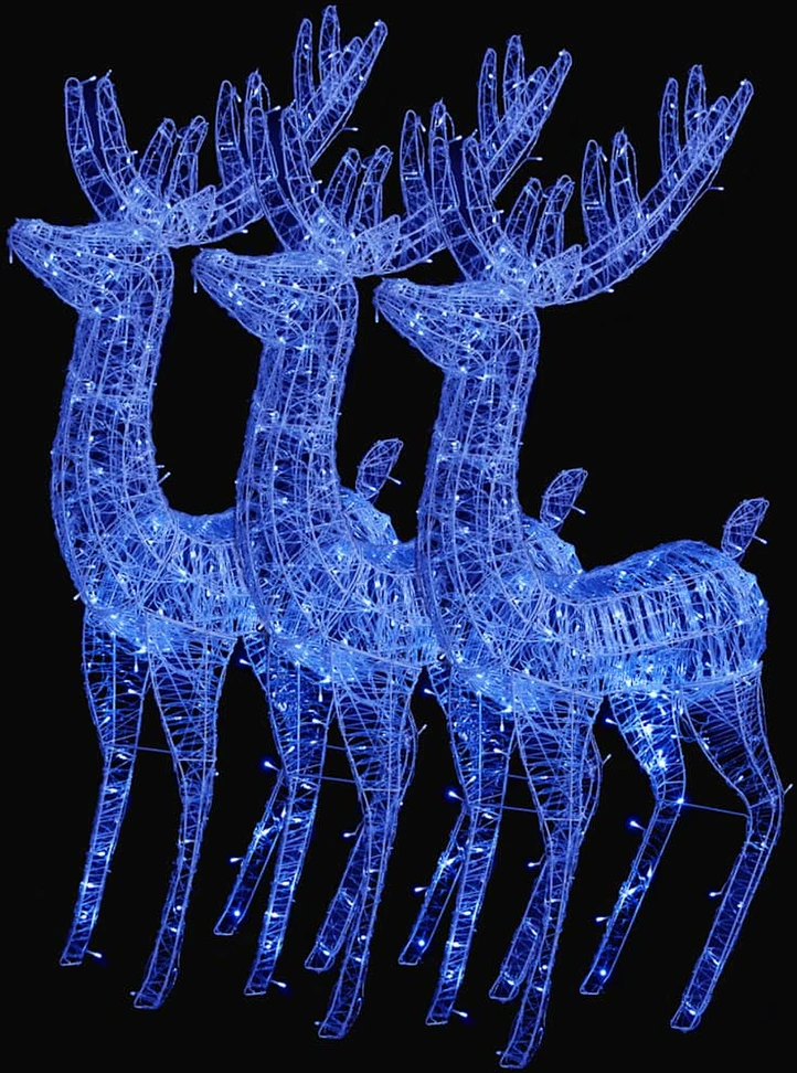 Kalėdinės dekoracijos elniai, 3vnt., 180cm, akrilas, 250 LED