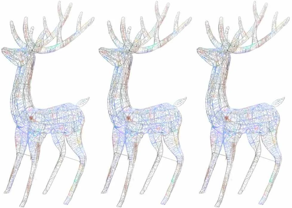 Kalėdinės dekoracijos elniai, 3vnt., 180cm, akrilas, 250 LED