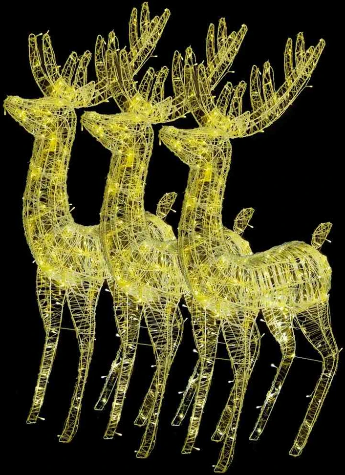 Kalėdinės dekoracijos elniai, 3vnt., 180cm, akrilas, 250 LED