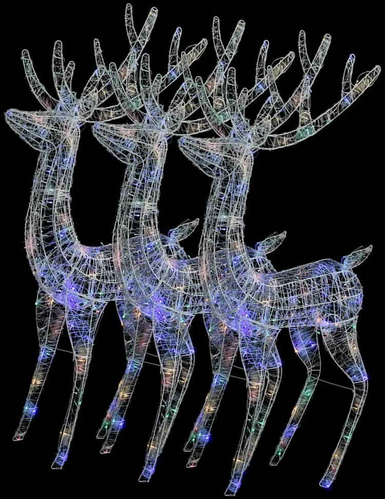 Kalėdinės dekoracijos elniai, 3vnt., 180cm, akrilas, 250 LED