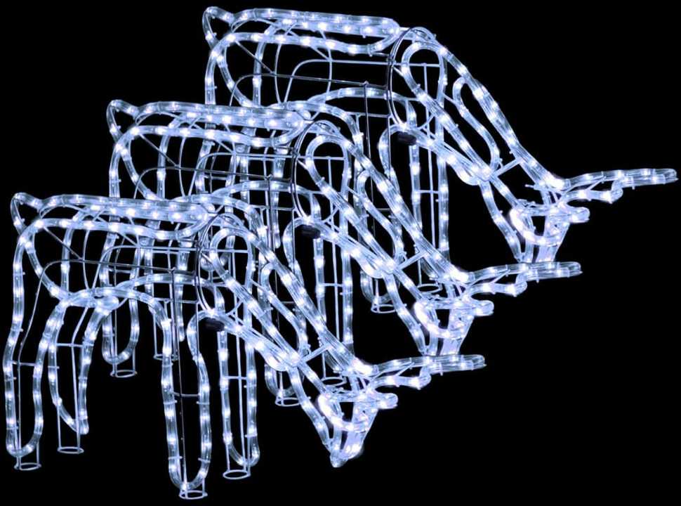Kalėdinės dekoracijos elniai, 3vnt., šalti balti, 73x31x45cm