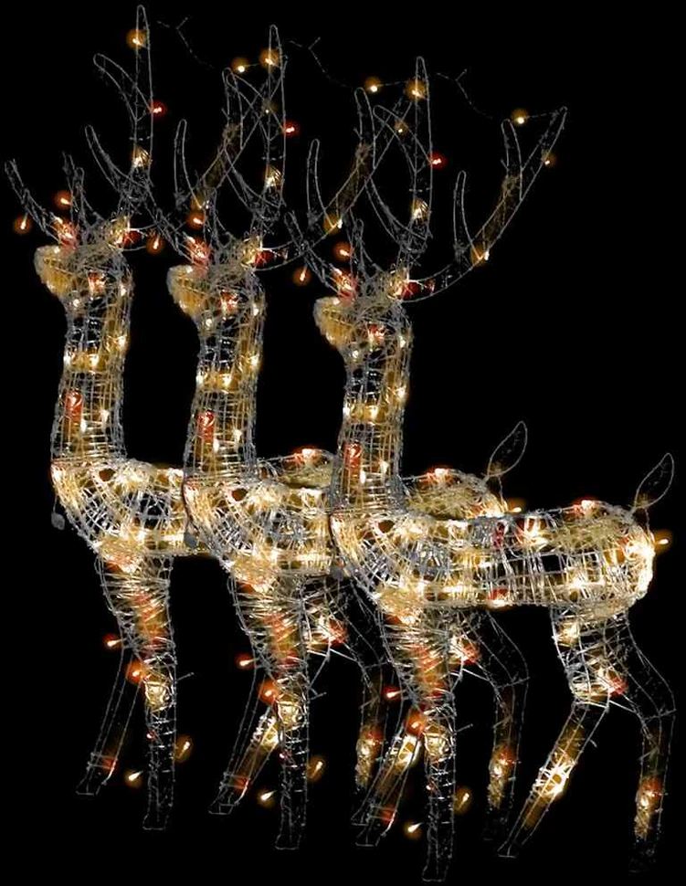 Kalėdinės dekoracijos elniai, 3vnt., spalvoti, 120cm, akrilas