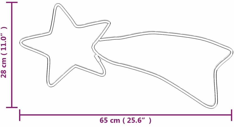 Kalėdinės dekoracijos kometos su 48 LED, 3vnt., 65x28cm