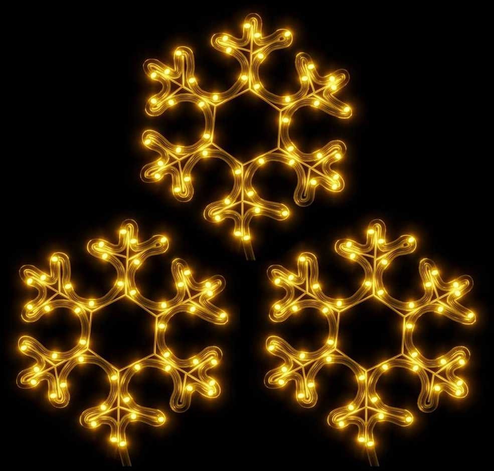 Kalėdinės dekoracijos snaigės su LED, 3vnt., 27x27cm