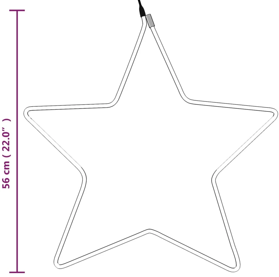 Kalėdinės dekoracijos žvaigždės su 48 LED, 3vnt., šiltos, 56cm