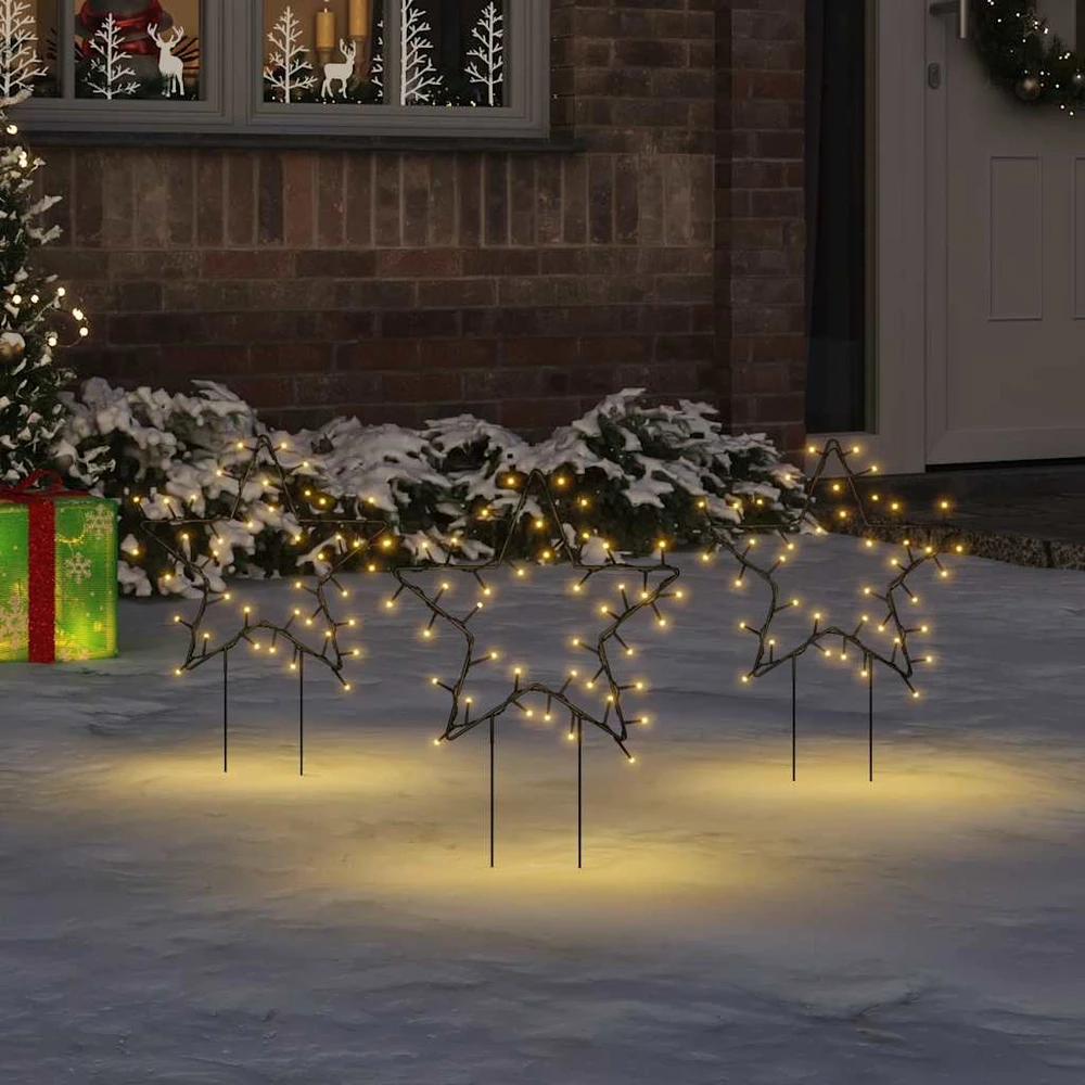 Kalėdinės dekoracijos žvaigždės su smaigais, 3vnt., 50LED, 29cm