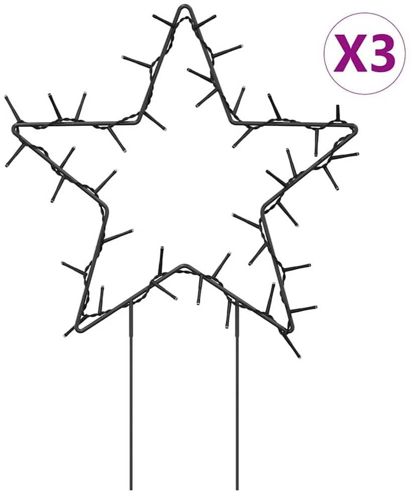 Kalėdinės dekoracijos žvaigždės su smaigais, 3vnt., 50LED, 29cm
