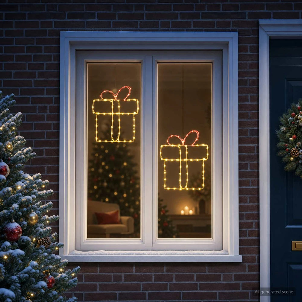 Kalėdinės langų dekoracijos (siluetai) LOVIISA 2 vnt. 160 LED