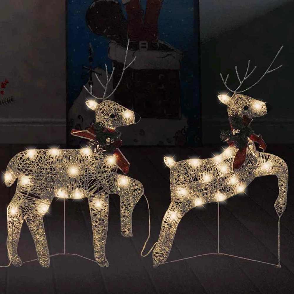Kalėdiniai elniai, 2vnt., auksinės spalvos, 40 LED lempučių