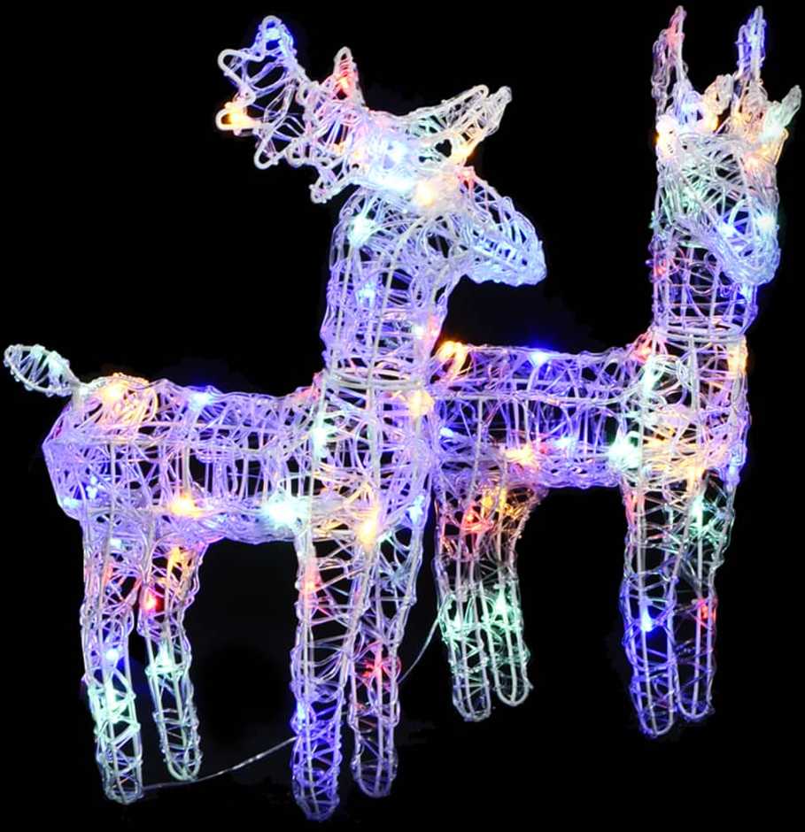 Kalėdiniai elniai, 2vnt., įvairių spalvų, akrilas, 80LED