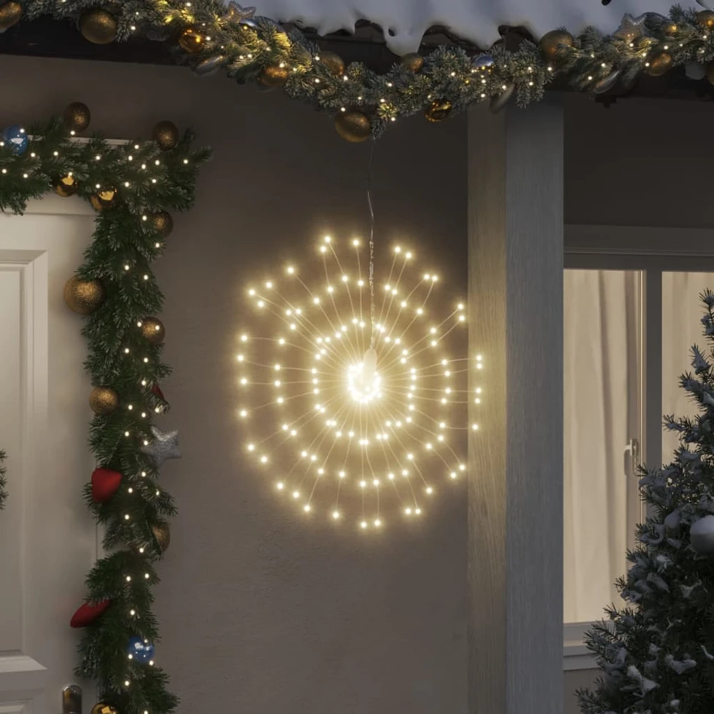 Kalėdiniai šviestuvai fejerverkai, 2vnt., šilti balti, 140 LED