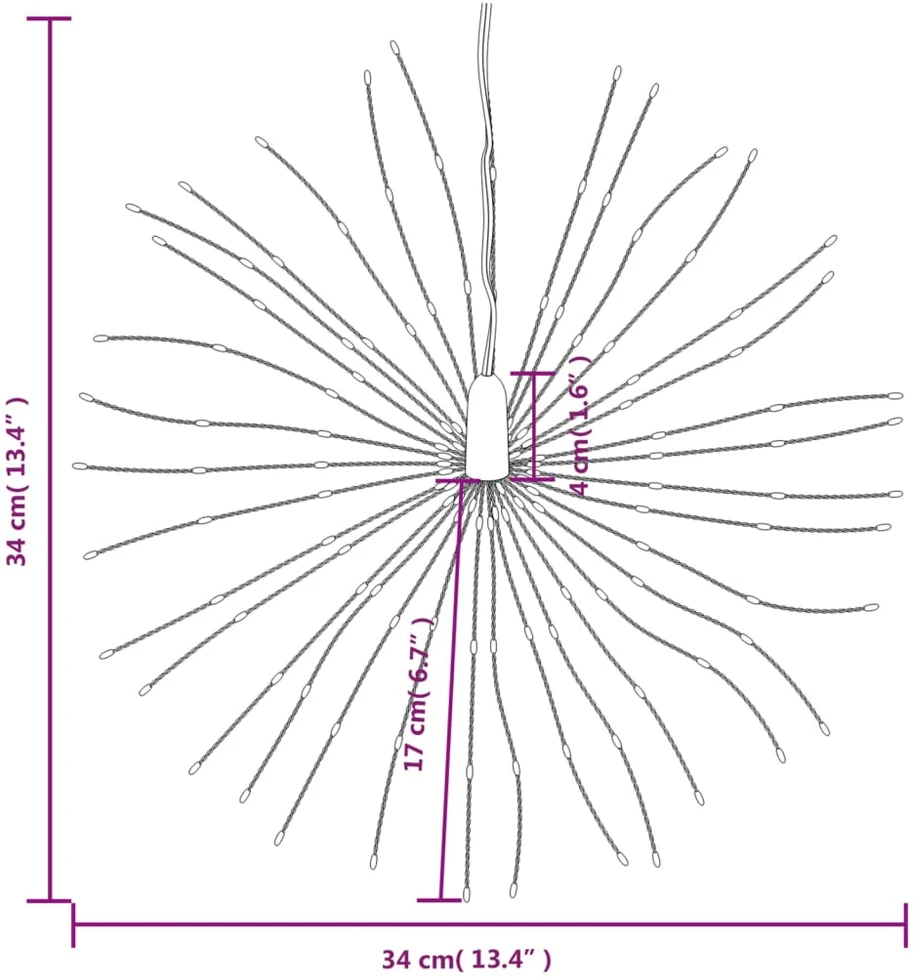 Kalėdiniai šviestuvai fejerverkai, 2vnt., 140 mėlynų LED, 17cm
