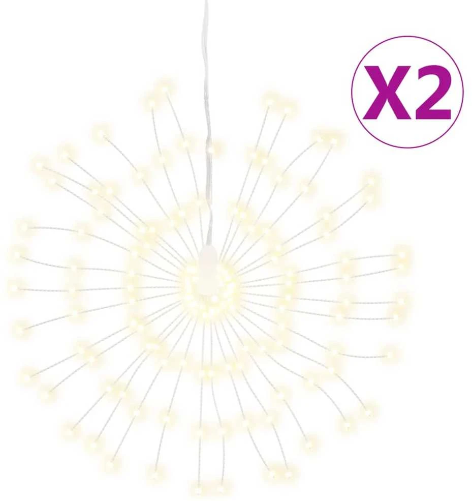 Kalėdiniai šviestuvai fejerverkai, 2vnt., šilti balti, 140 LED