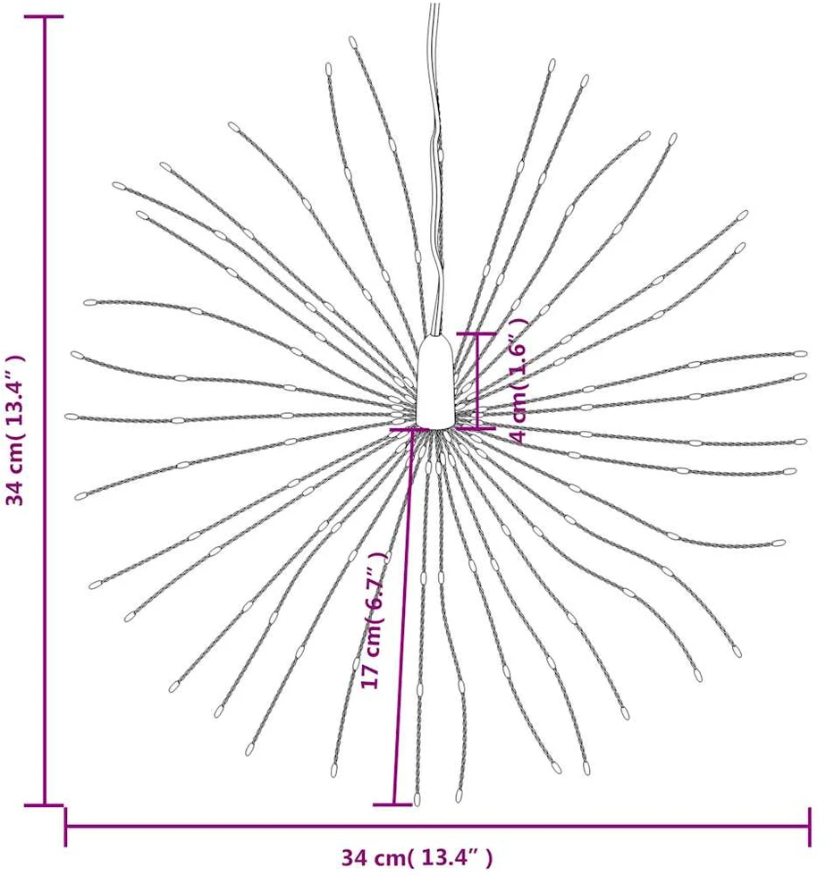 Kalėdiniai šviestuvai fejerverkai, 4vnt., 140 mėlynų LED, 17cm