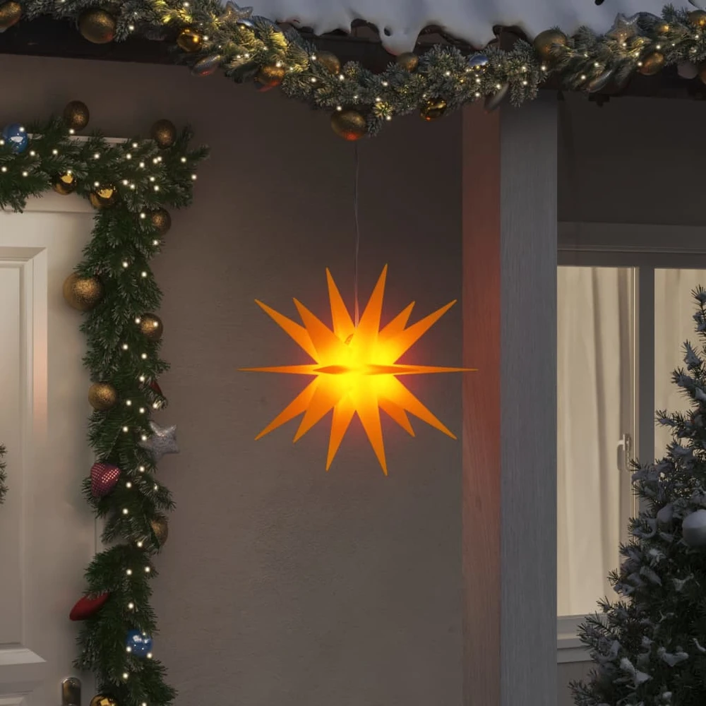Kalėdiniai šviestuvai su LED, 3vnt., geltoni, 43cm, sulankstomi