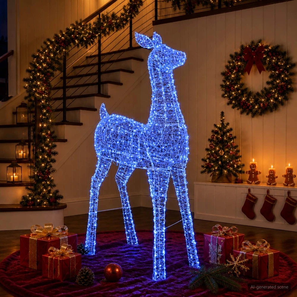 Kalėdinis LED elnio figūros apšvietimas LOVIISA 900 LED Mėlyna