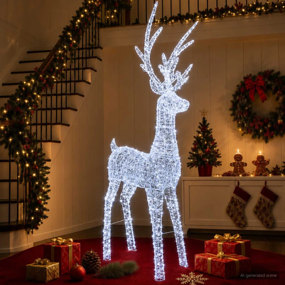 Kalėdinis LED elnio figūros apšvietimas 1000 LED Šalta balta