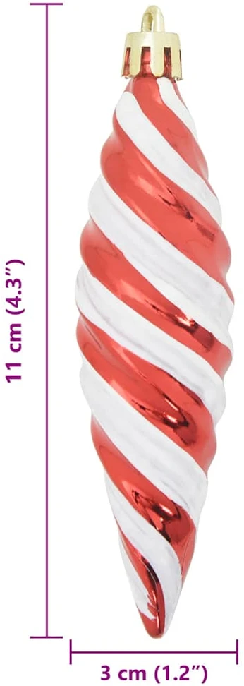 Kalėdinis spiralinis kamuolys 40 vnt. Raudona 3 x 11 cm
