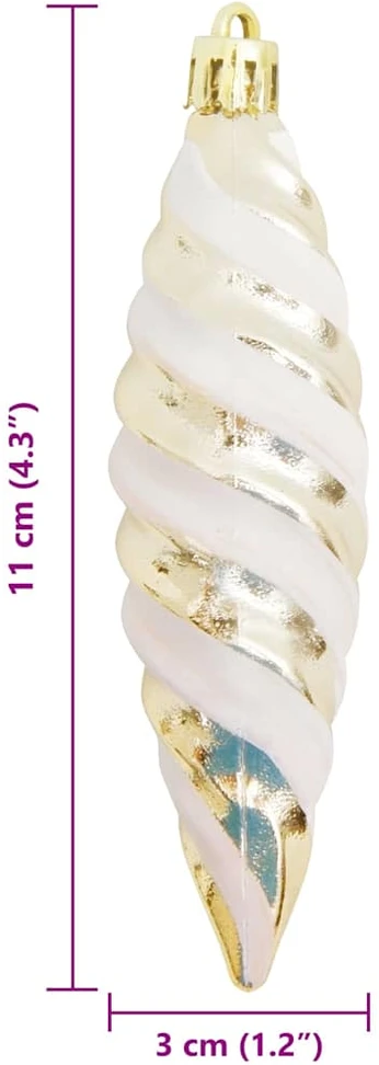Kalėdinis spiralinis kamuolys 40 vnt. šampano 3 x 11 cm