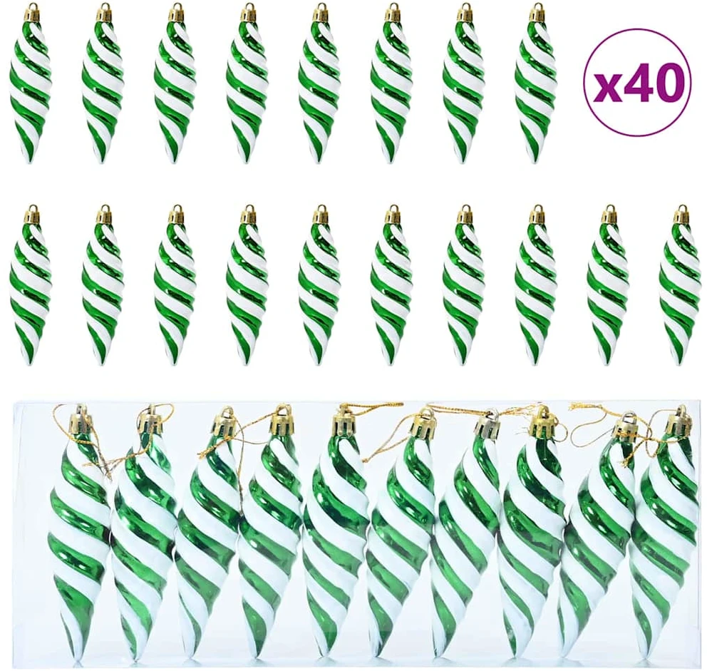 Kalėdinis spiralinis kamuolys 40 vnt. Žalia 3 x 11 cm Plastmasė