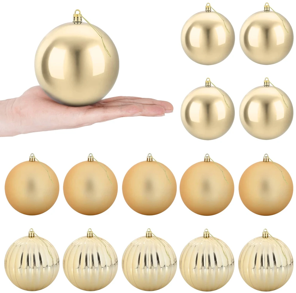Kalėdinių kamuoliukų rinkinys XL 15 vnt. Auksinė Skersmuo 10 cm
