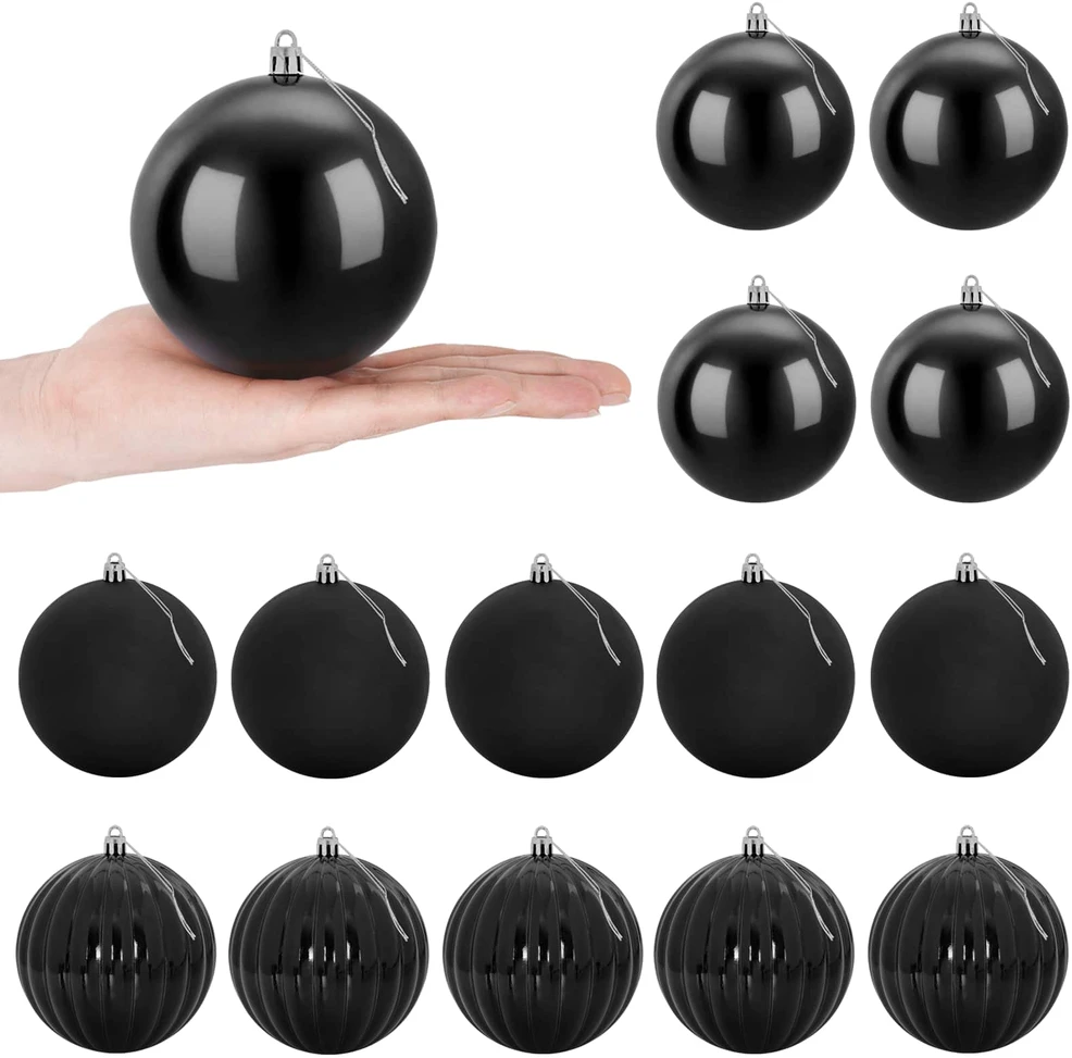Kalėdinių kamuoliukų rinkinys XL 15 vnt. Juoda Skersmuo 10 cm