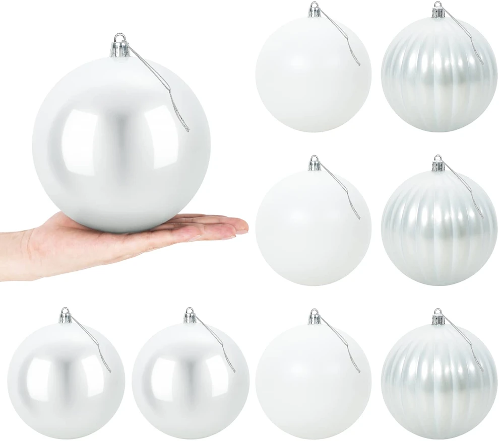 Kalėdinių kamuoliukų rinkinys XL 9 vnt. Balta Skersmuo 15 cm