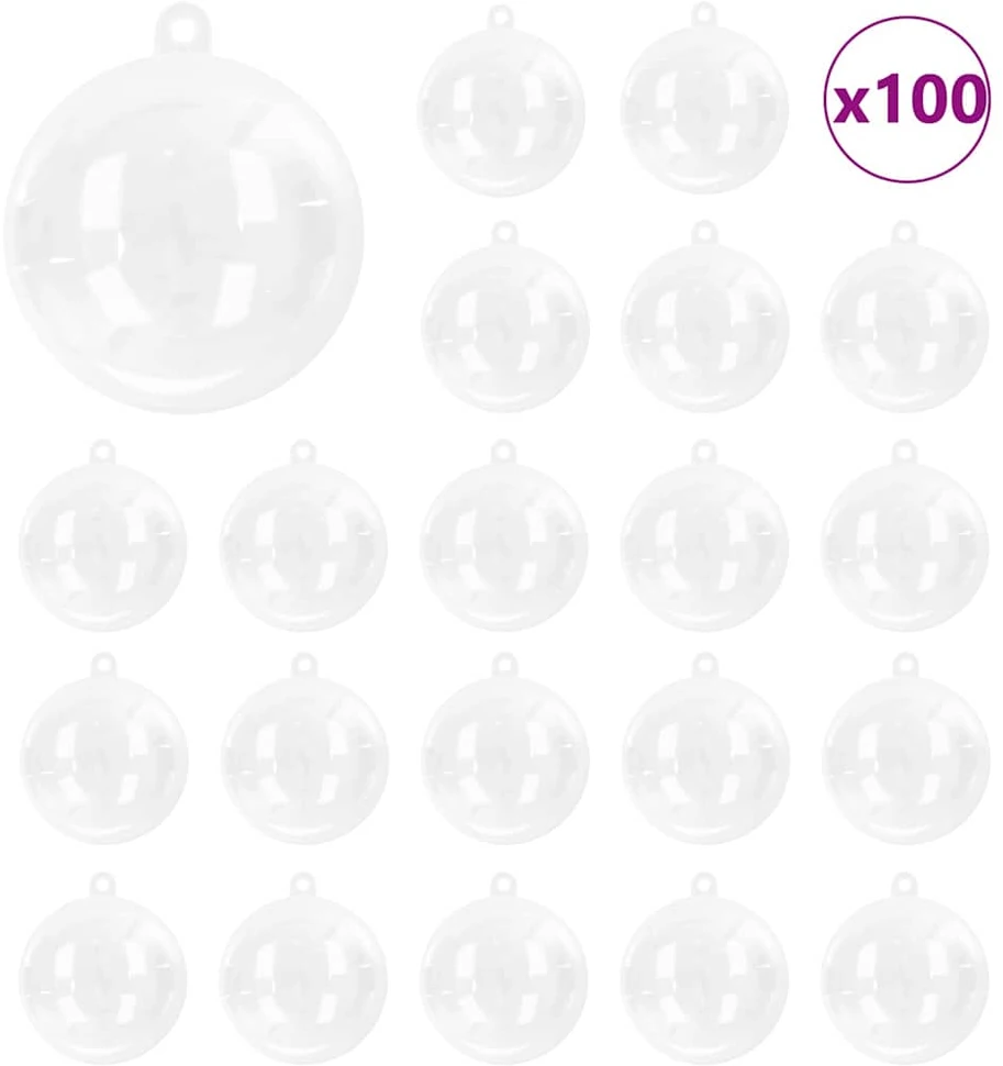 Kalėdinių Kraitės Rinkinys 100 vnt. Skaidrus Ø 10 cm Plastmasė