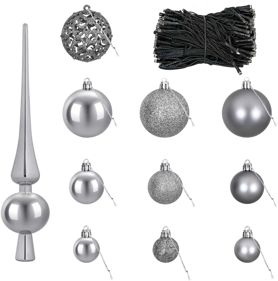 Kalėdinių Kraitės Rinkinys 120 vnt. Pilka Ø 6 cm Plastmasė