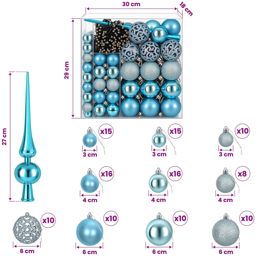 Kalėdinių Kraitės Rinkinys 120 vnt. Turkio Ø 6 cm Plastmasė