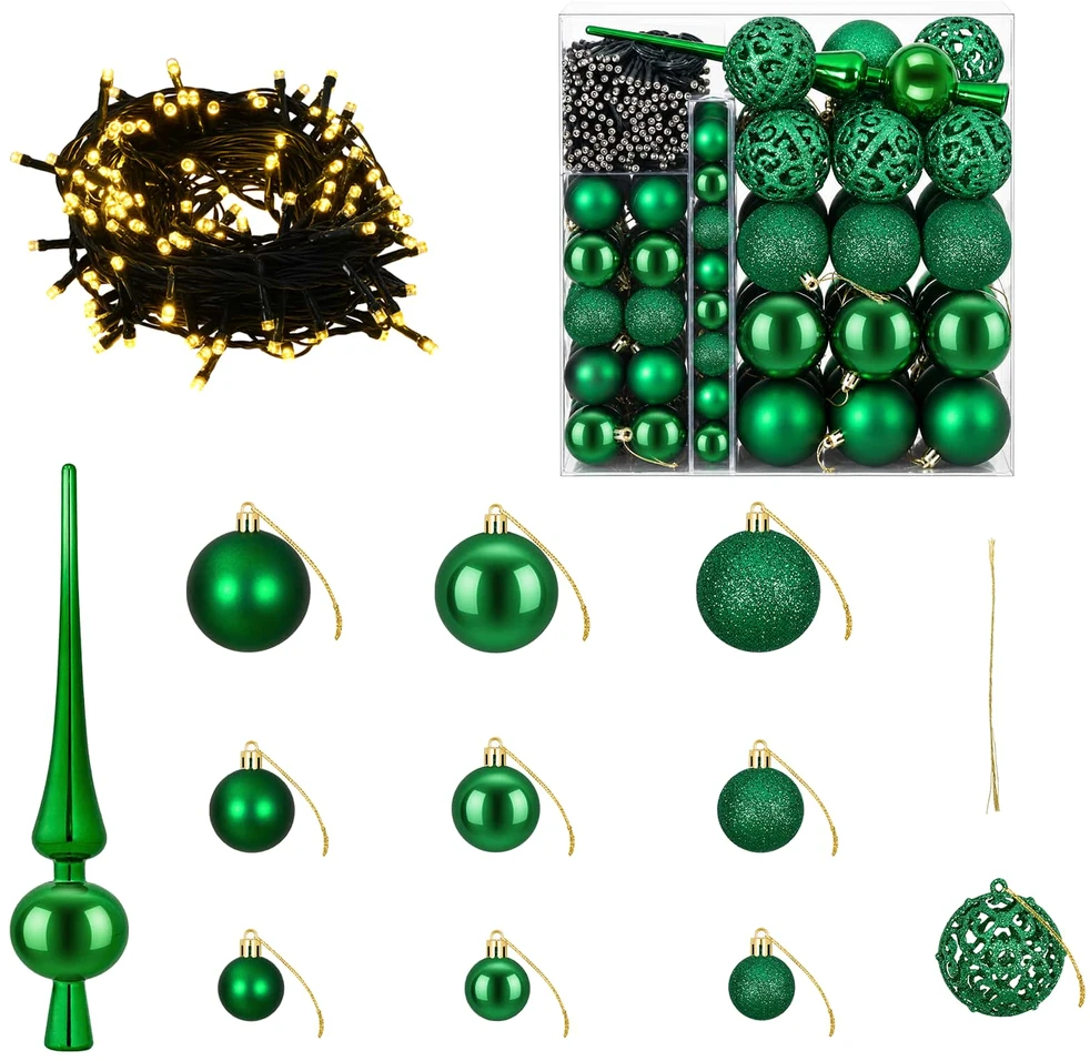 Kalėdinių Kraitės Rinkinys 120 vnt. Žalia Ø 6 cm Plastmasė