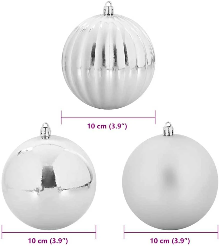 Kalėdų Burbulų Rinkinys XL 15 vnt. Sidabrinė Ø 10 cm Plastmasė