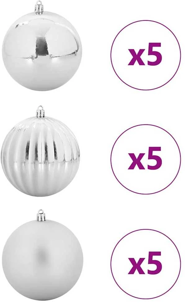 Kalėdų Burbulų Rinkinys XL 15 vnt. Sidabrinė Ø 10 cm Plastmasė